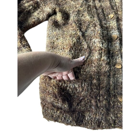 Vintage 80s Agatha Brown Woman's Sz M Brown Mohair Blend Caredigan Sweater Italy - Picture 7 of 10
